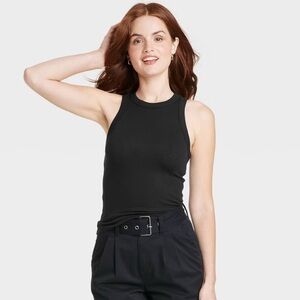 NWT Black Sleeveless Women's Tank in sz S. Ribbed with stretch -closet staple!